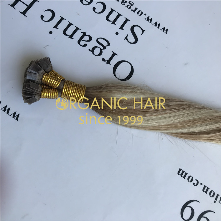 Cuticle aligned hair extensions ombre color flat tip  H95